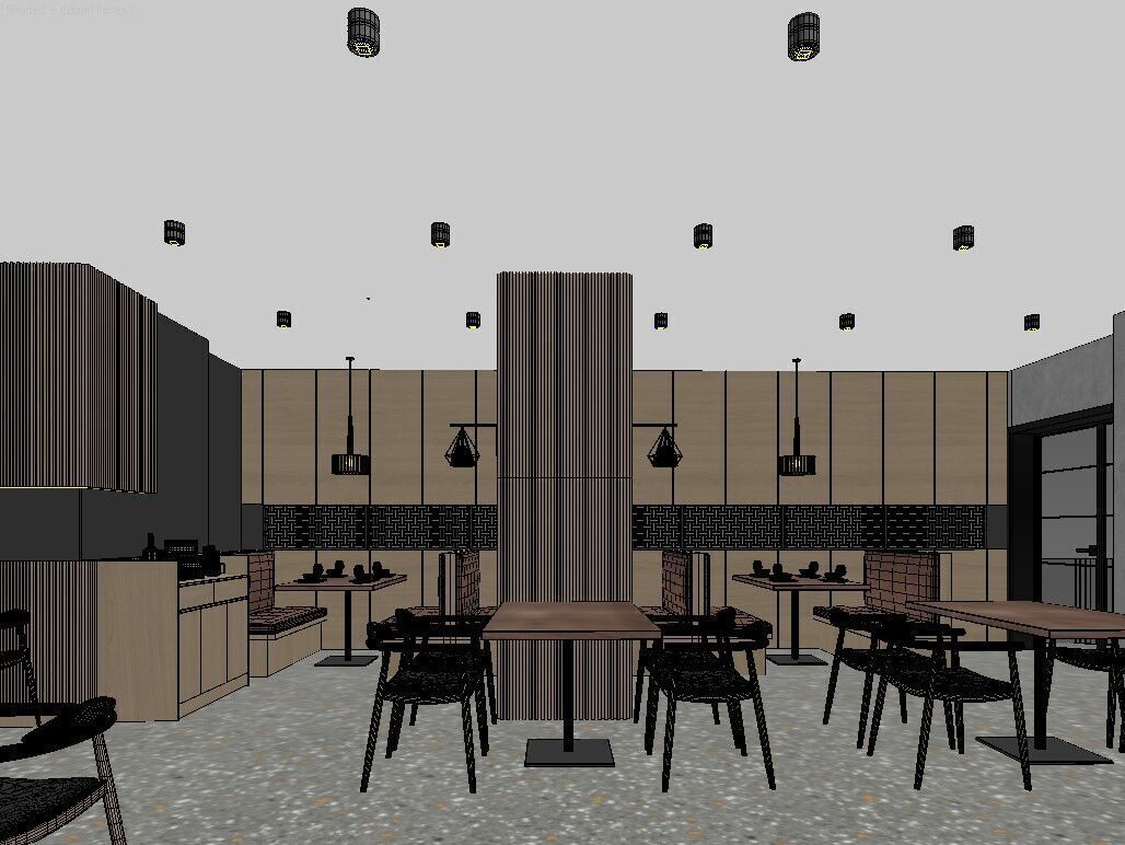 Fast Food Interior 3D Scene High-Quality Corona Render Ready 3D model_11