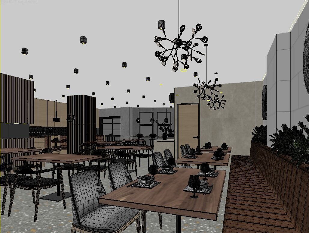 Fast Food Interior 3D Scene High-Quality Corona Render Ready 3D model_1