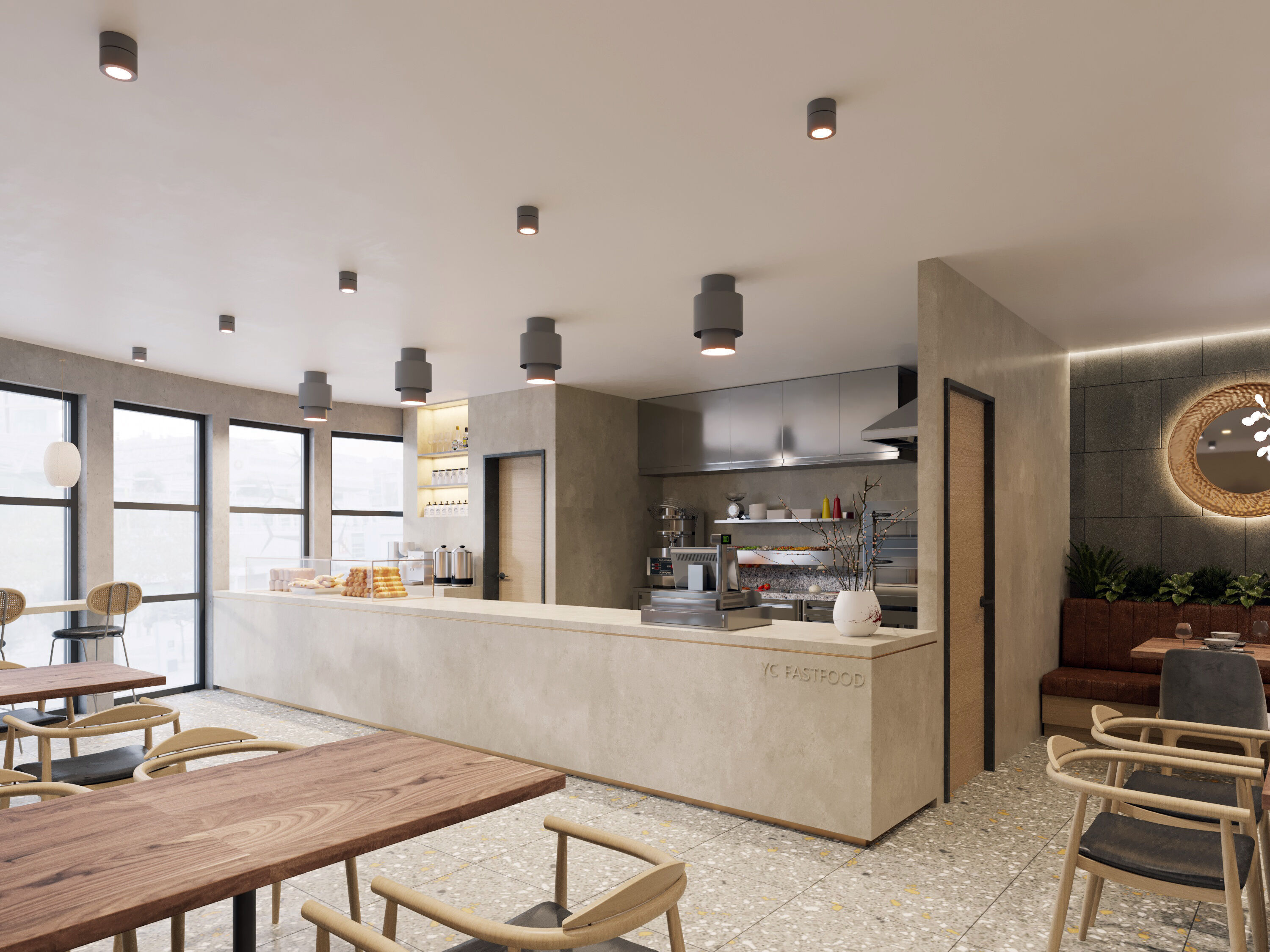 Fast Food Interior 3D Scene High-Quality Corona Render Ready 3D model_2