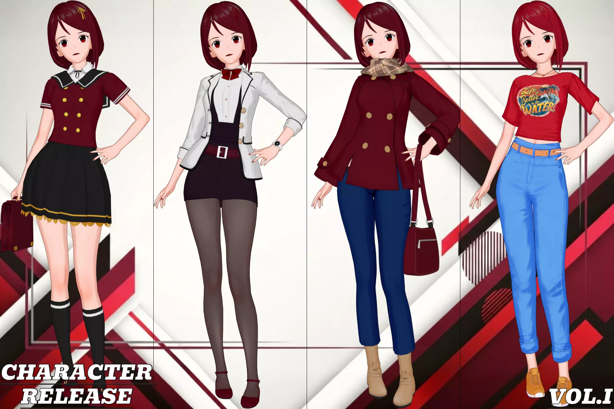 Anime Characters Pack Vol I 3D Model Collection_0