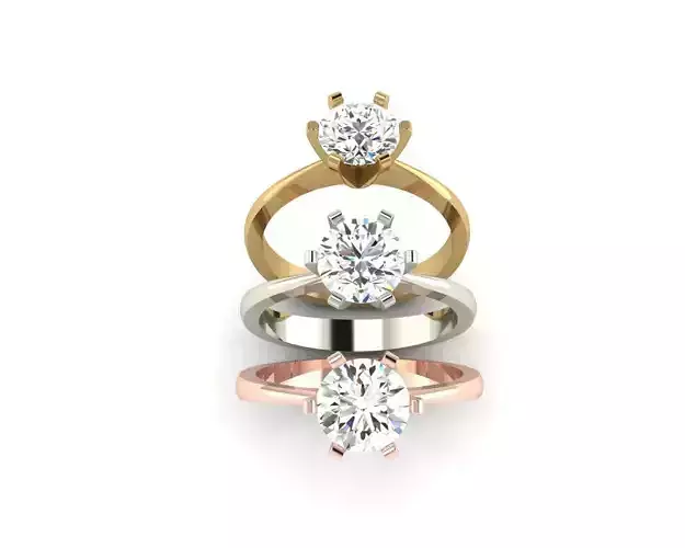 Solitaire Wedding Engagement Women Ring 3D print model