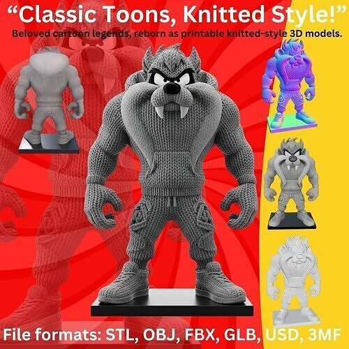 Tasmanian Devil Figure Stylized Taz Model 3D print model