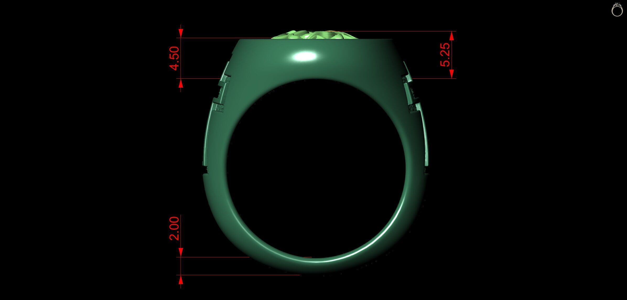 Alpha Omega Crown Christian Symbol Cross Ring  3D print model_10