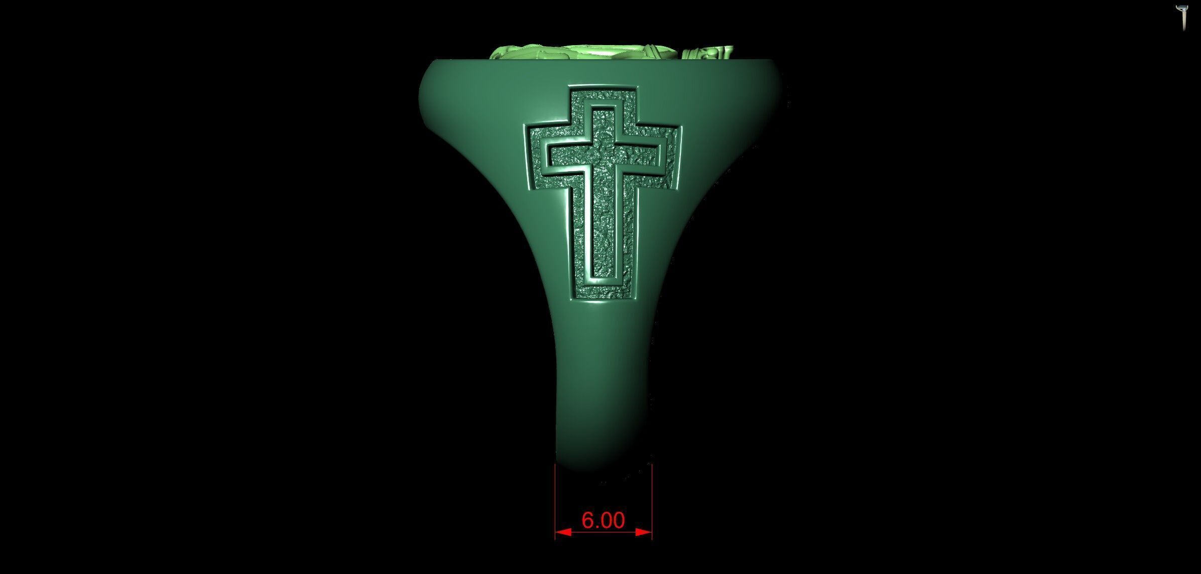 Alpha Omega Crown Christian Symbol Cross Ring  3D print model_11