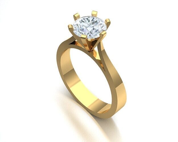 Solitaire Wedding Engagement Women Ring 3D print model 3D print model