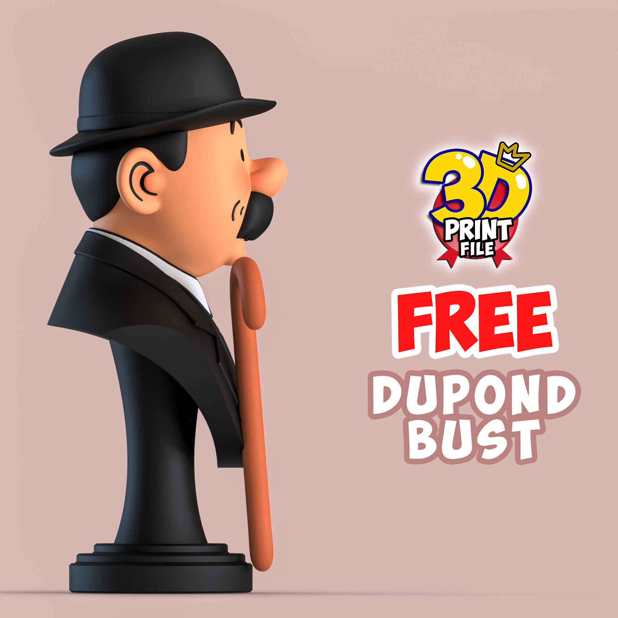 FREE Thompson Dupond 3d bust model Free size Free 3D print model_8