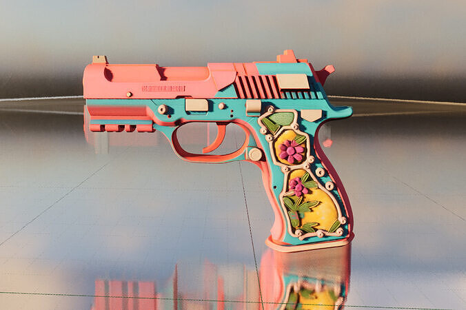 Pink pistol Low-poly 3D model