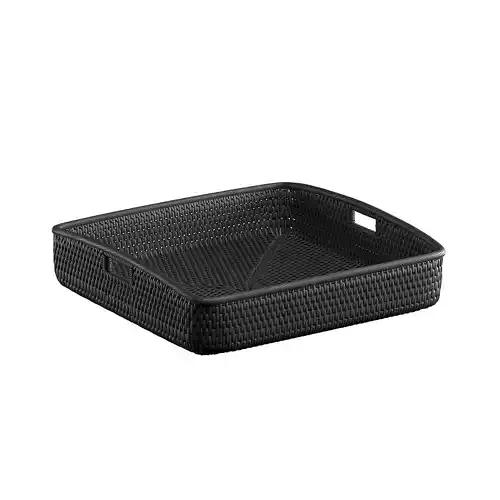 Square Rattan Wood Storage Basket