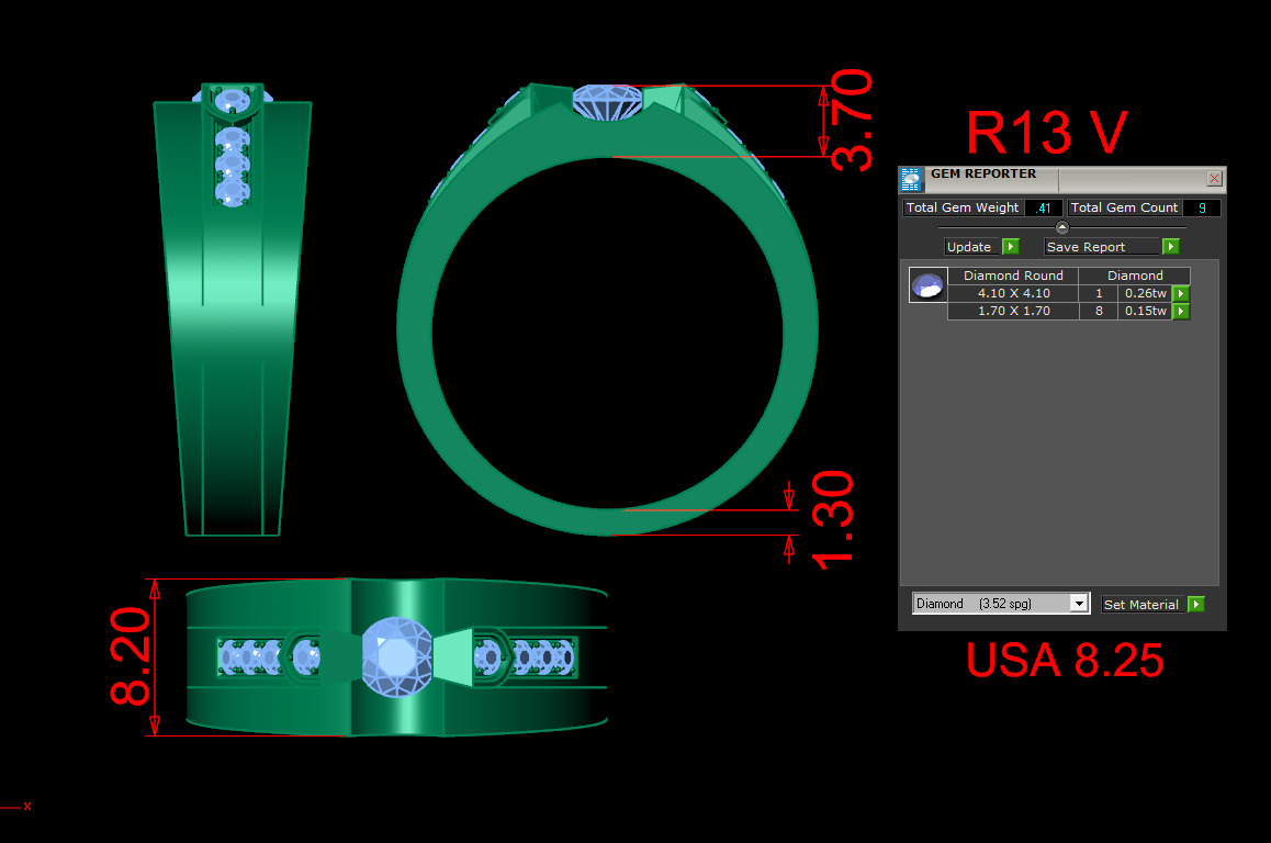 Stylish 3D Ring Model for Jewelry Making Code R13 3D print model_6