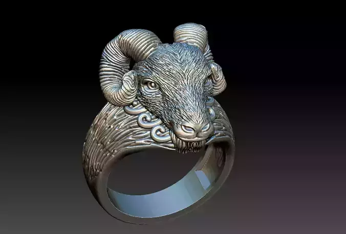 GOAT SILVER MENS RING 3D print model