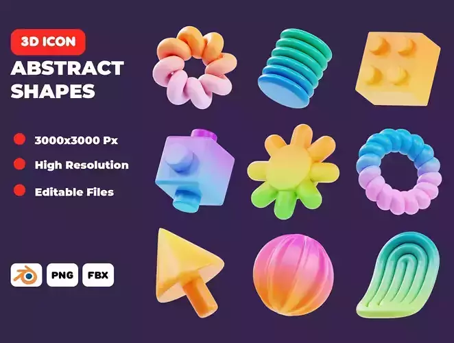 Abstract Shapes 3D Icon Pack 3D model