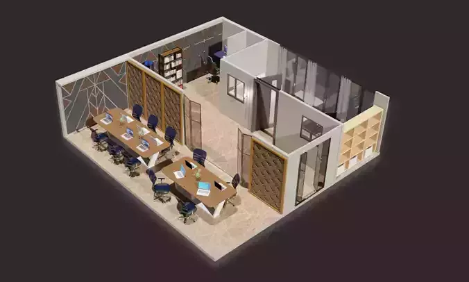 Modern Office Meeting Room 3D Model Blender Interior
