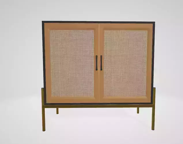 Black Rattan Buffet Cabinet