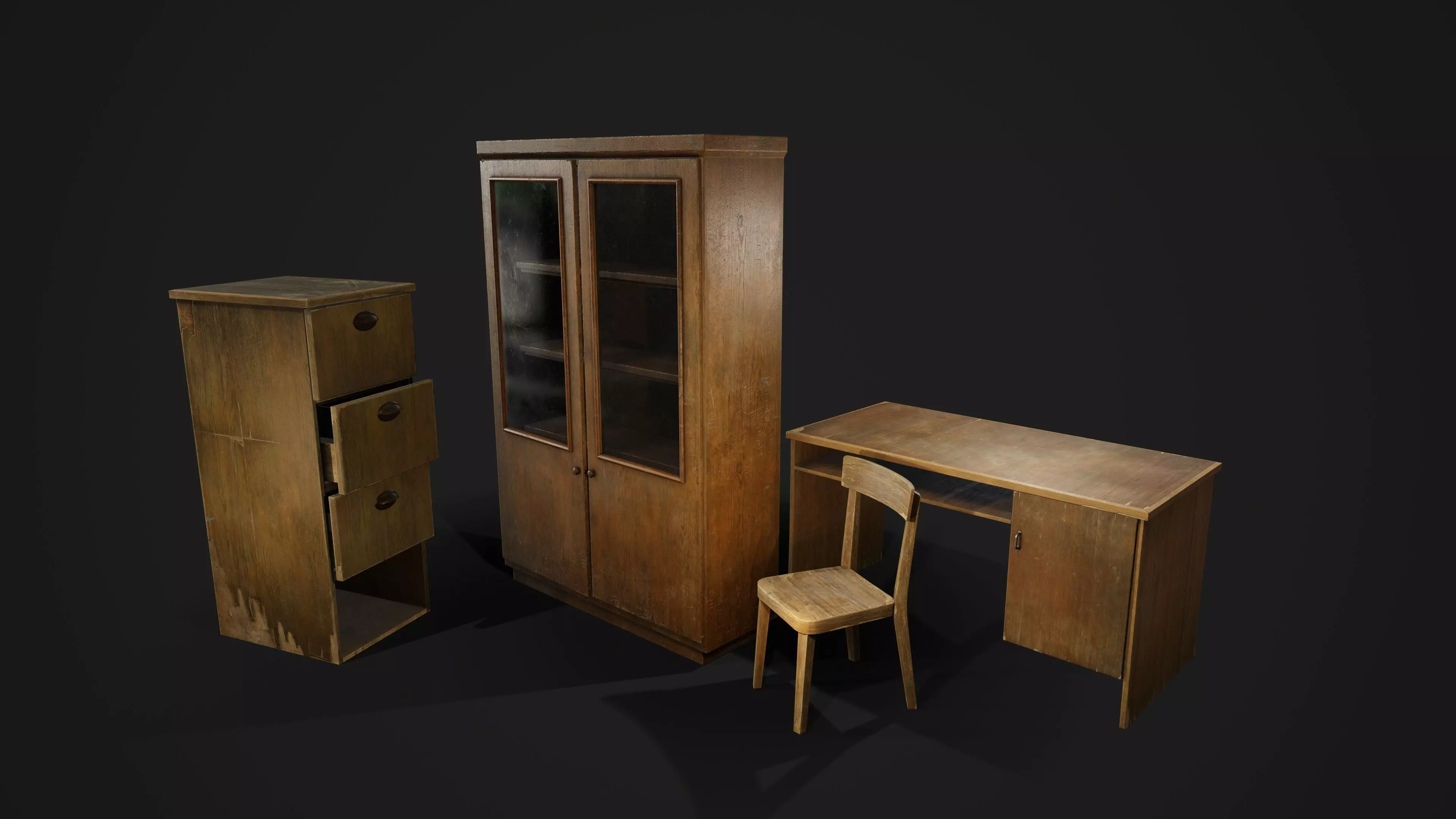 Furniture set Low-poly 3D model_0