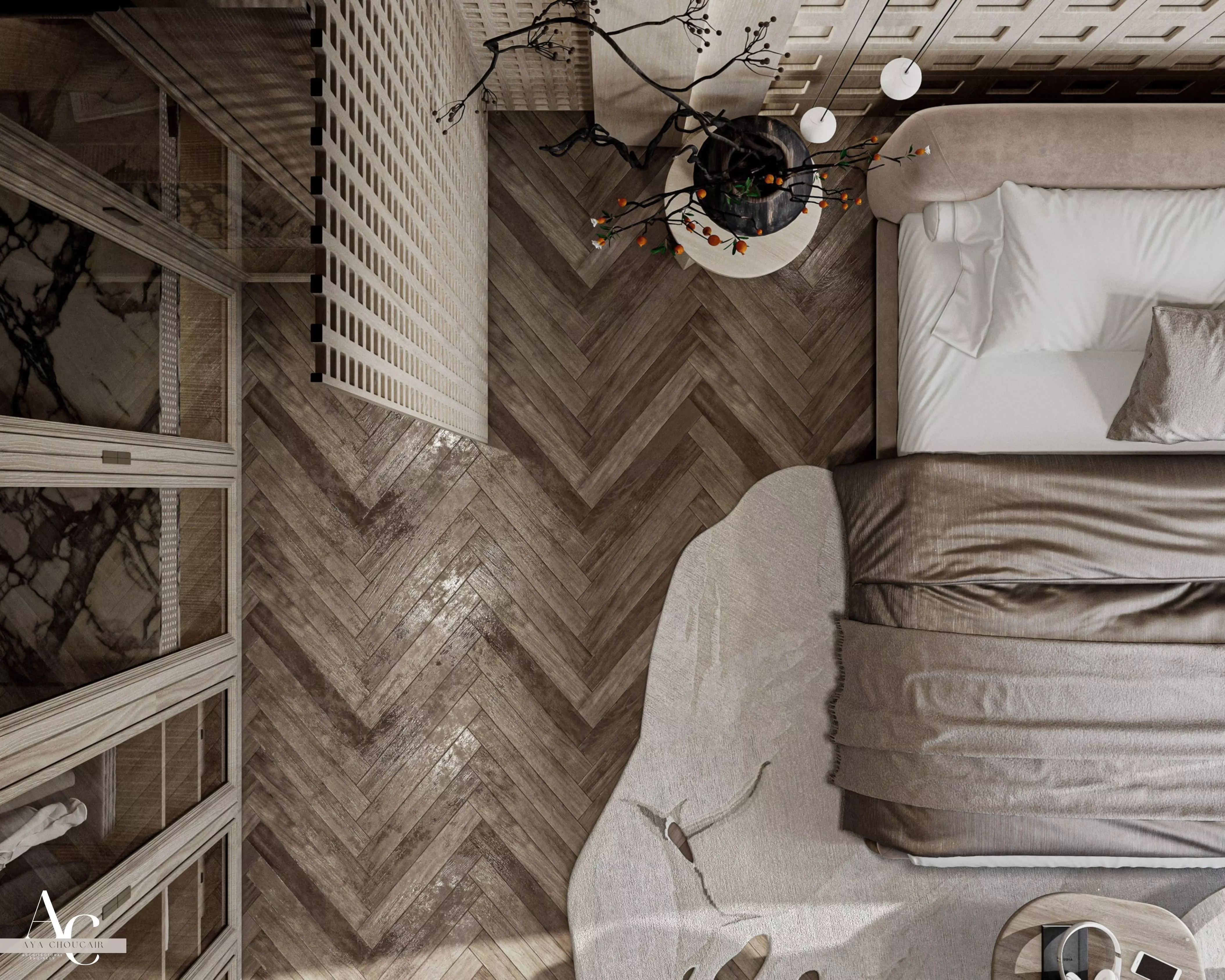 Master bedroom interior design 3D model_0