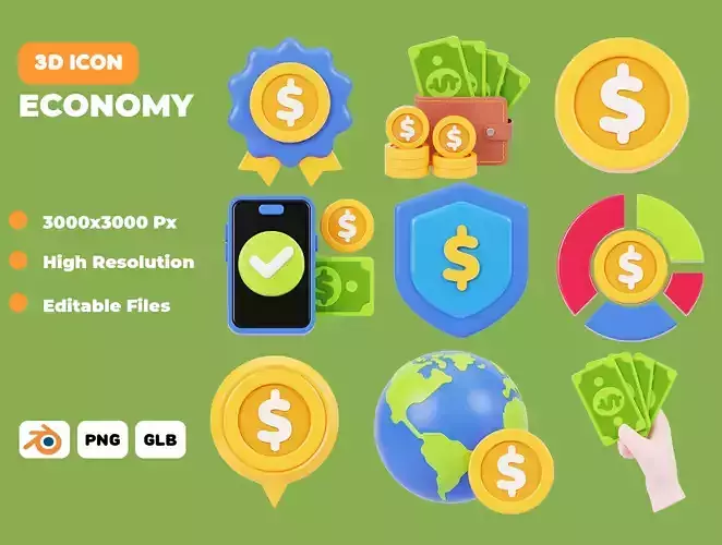Economy 3D Icon Pack