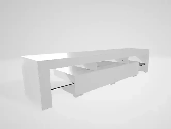 TV Table with 2 Glass Shelves and drawers