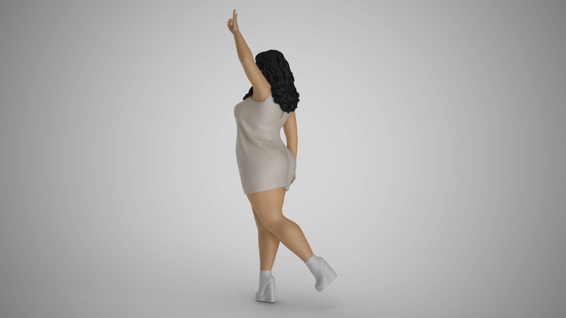 Woman Showing Victory Sign 3D print model_9