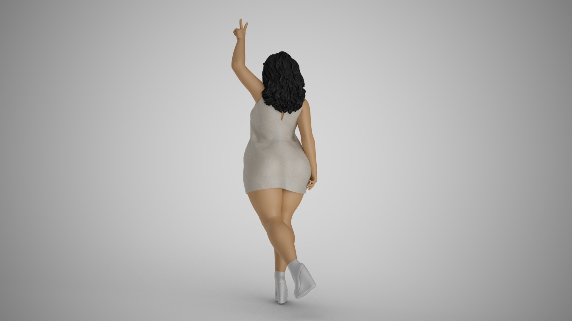 Woman Showing Victory Sign 3D print model_8