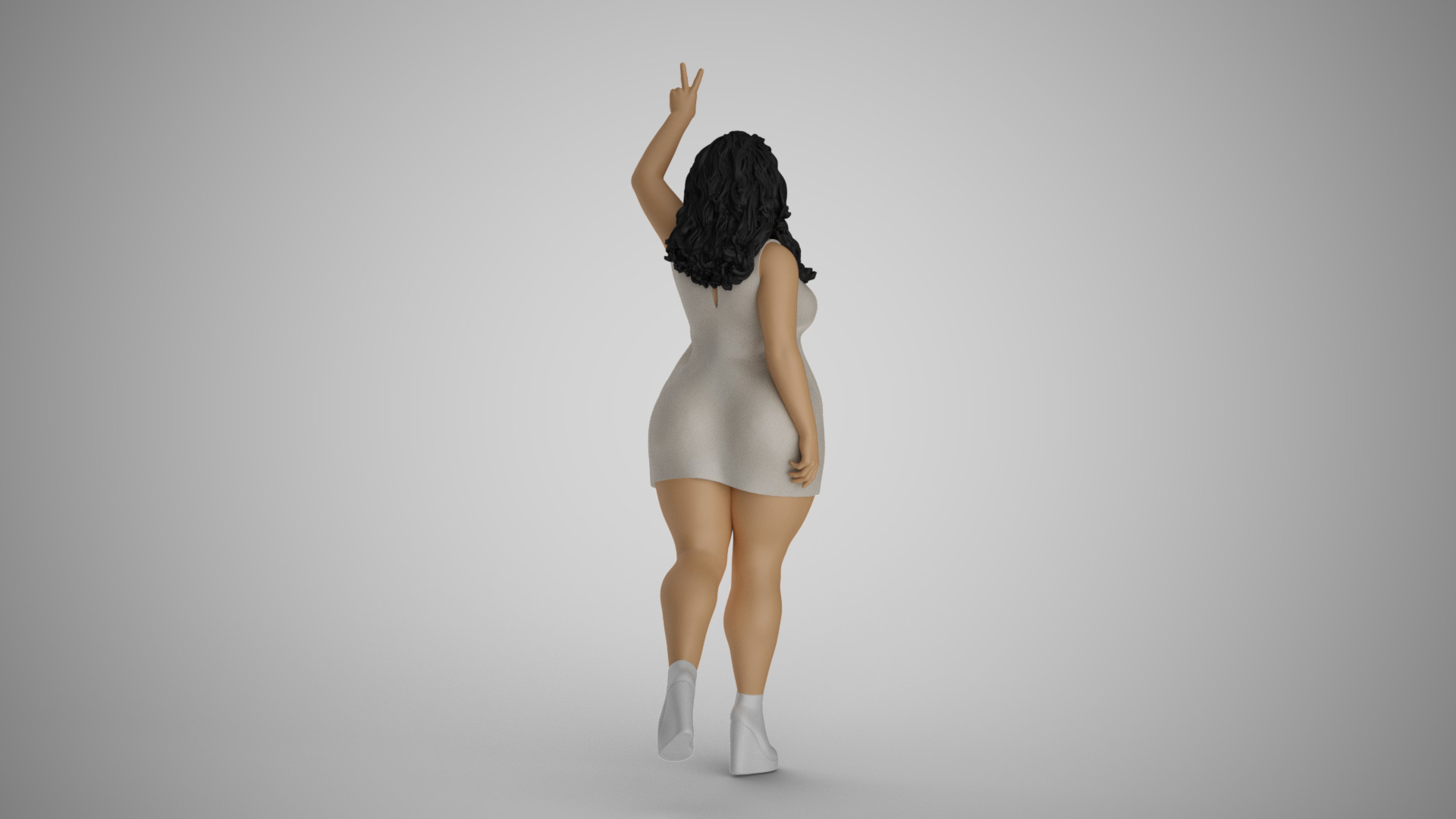 Woman Showing Victory Sign 3D print model_7