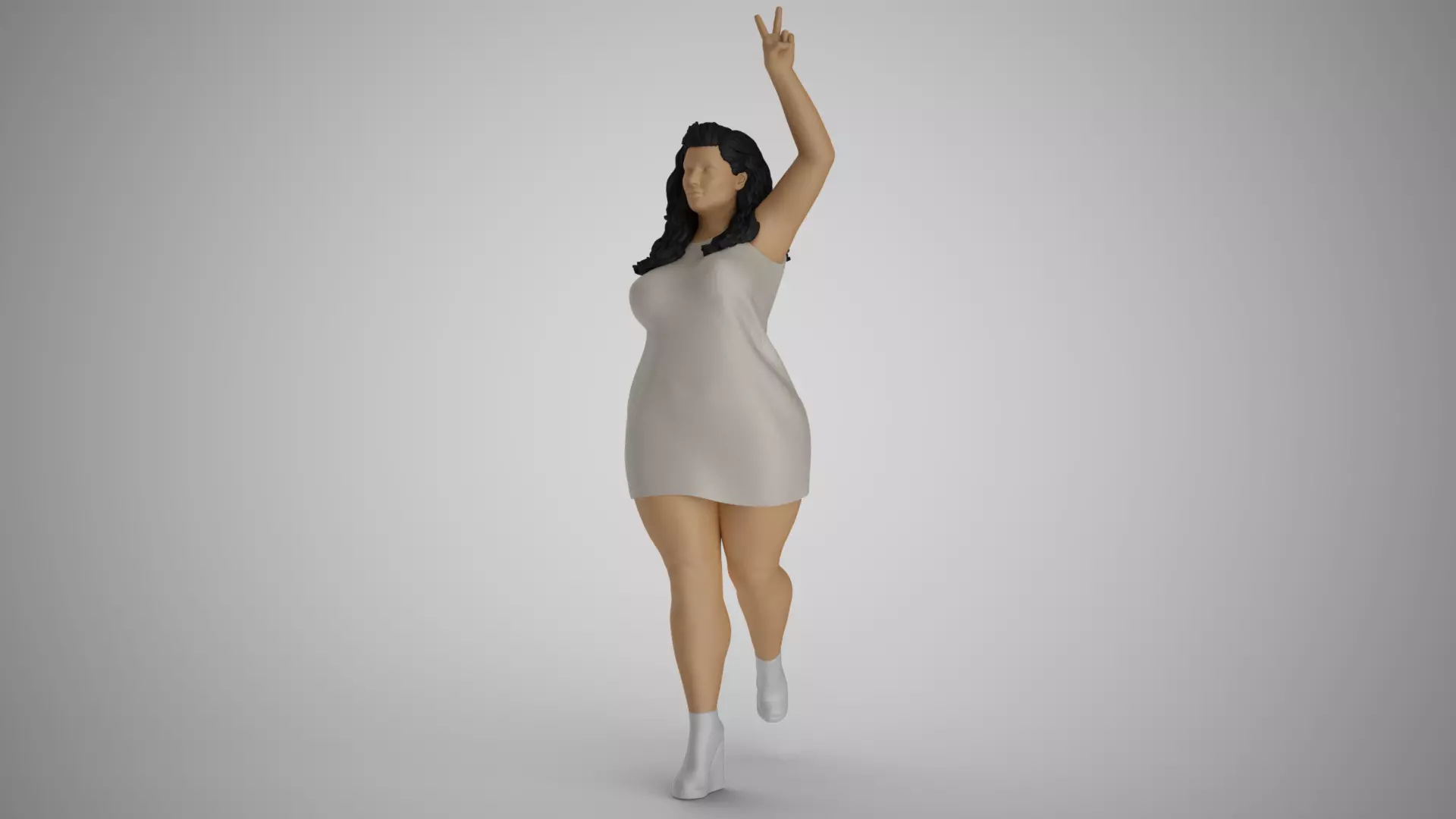 Woman Showing Victory Sign 3D print model_0