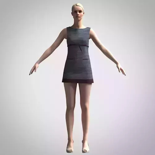 WOMENS OFFICAL DRESS RIGGED MODEL Low-poly 3D model