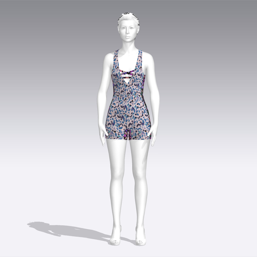 3d clothing model women swim onesie rigged model Low-poly 3D model_17