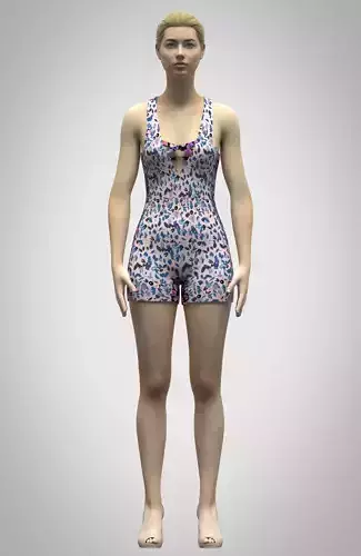 3d clothing model women swim onesie rigged model Low-poly 3D model