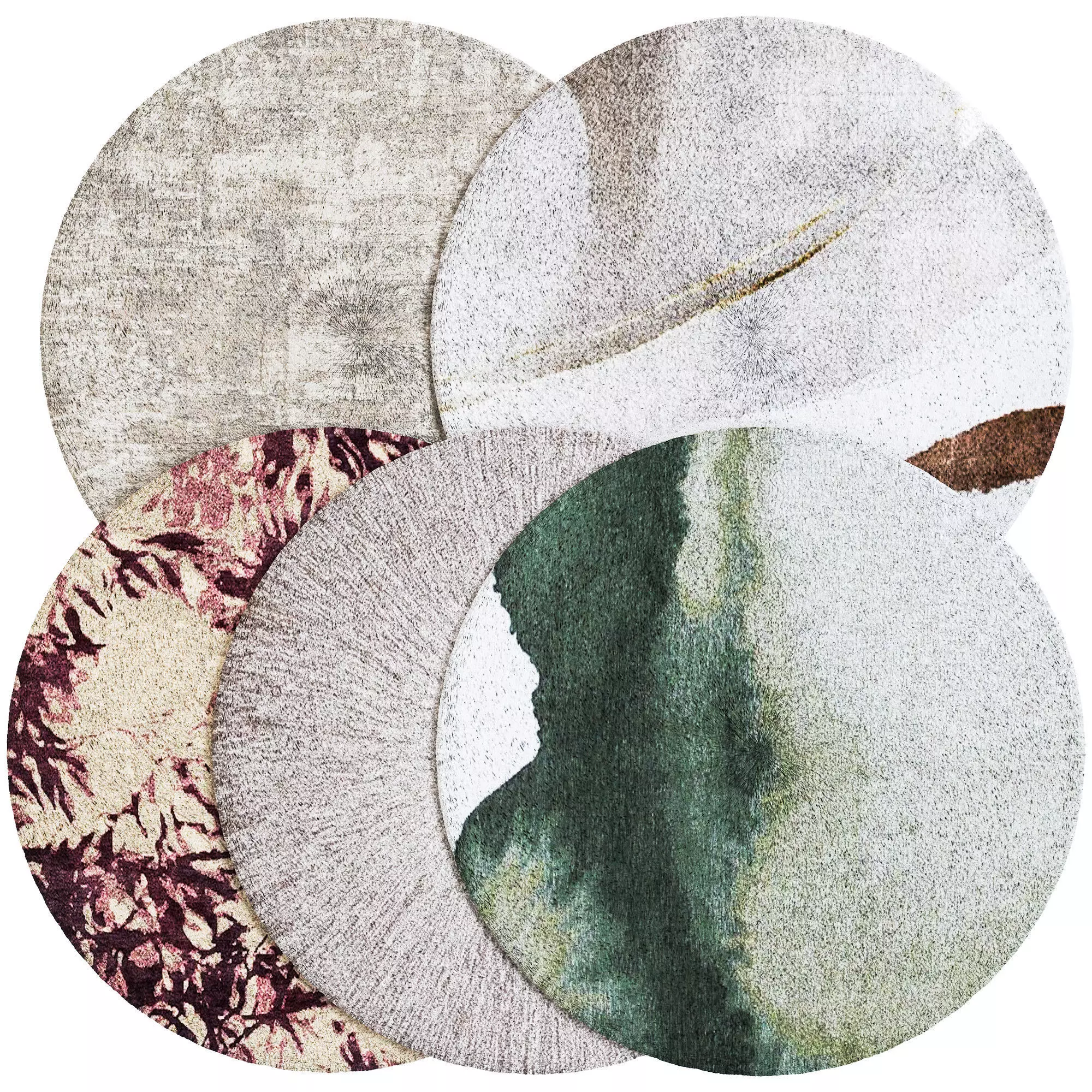 Round Fur Rug Low-poly 3D model_0