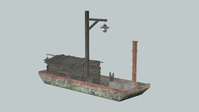 Medieval Old Fishing Boat Low Poly 3D Model Low-poly 3D model