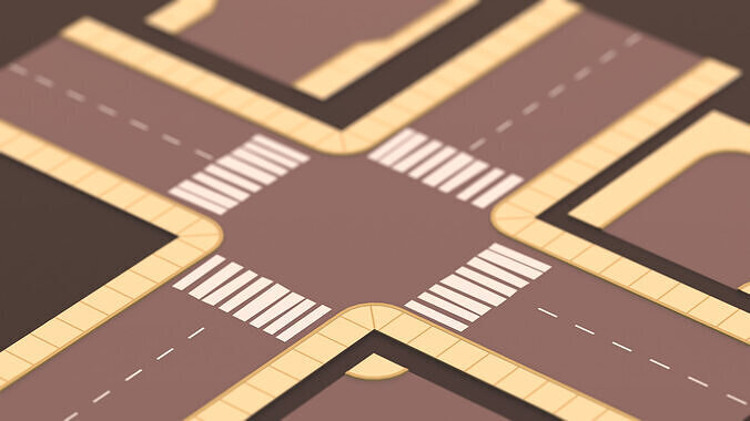 Stylized Road pack Small Low-poly 3D model