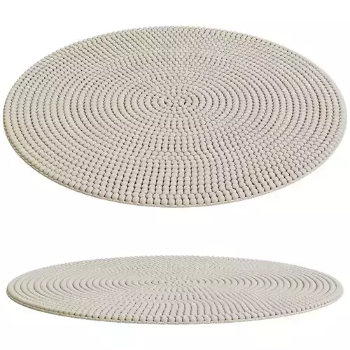 Round Cream Wool Rug