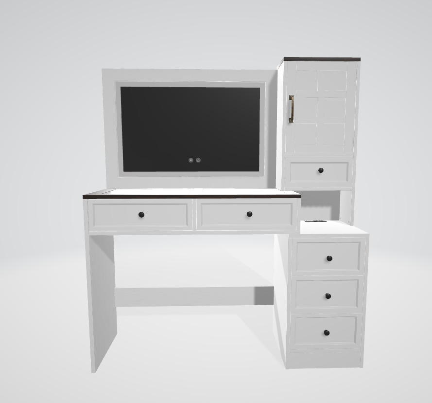 armhouse Vanity Desk with Touch Screen LED Mirror 3D model_2