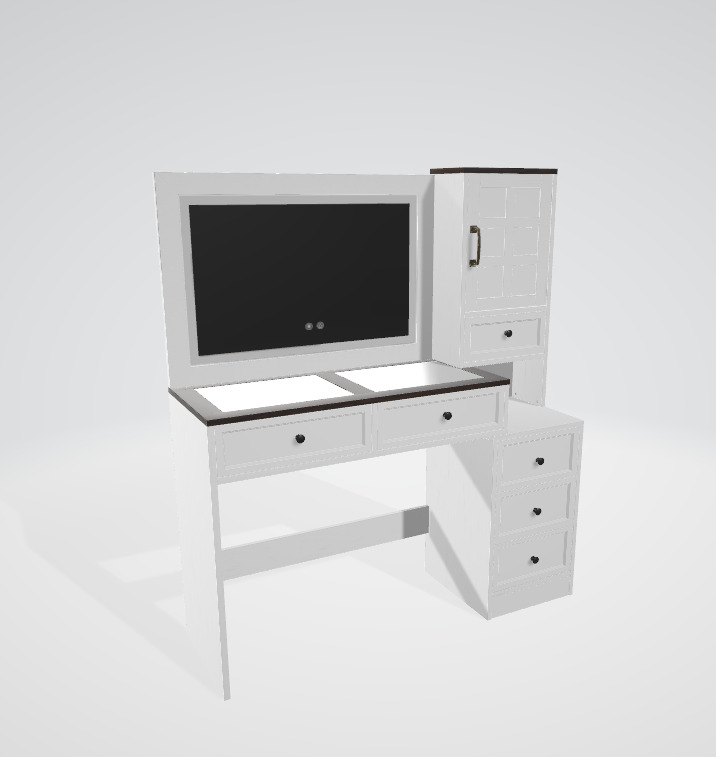 armhouse Vanity Desk with Touch Screen LED Mirror 3D model_1
