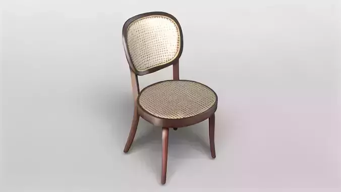 Elegant Wooden Chair with Cane Backrest and Seat