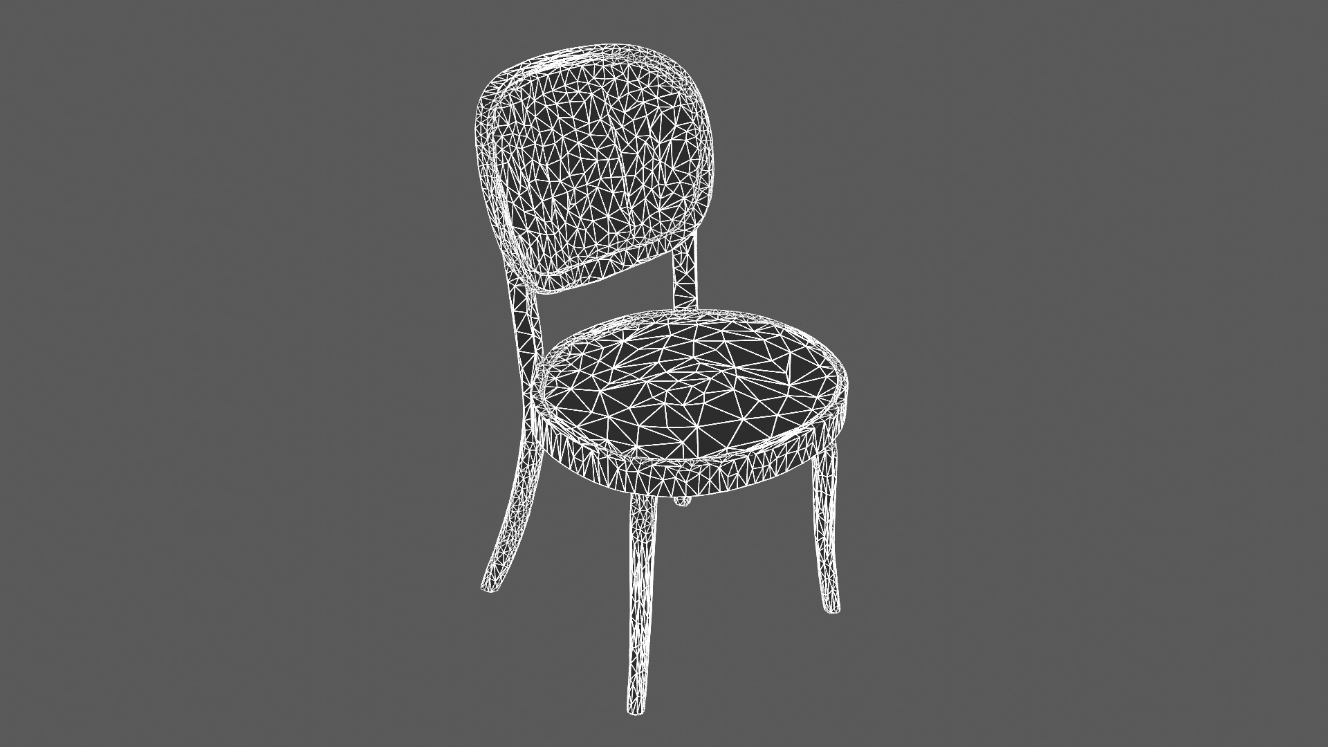 Elegant Wooden Chair with Cane Backrest and Seat 3D model_6