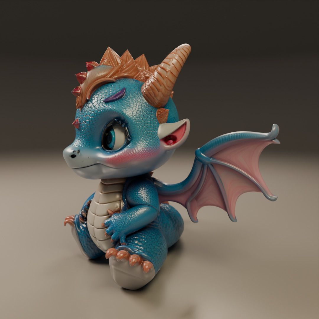 baby dragon 3D print model_13