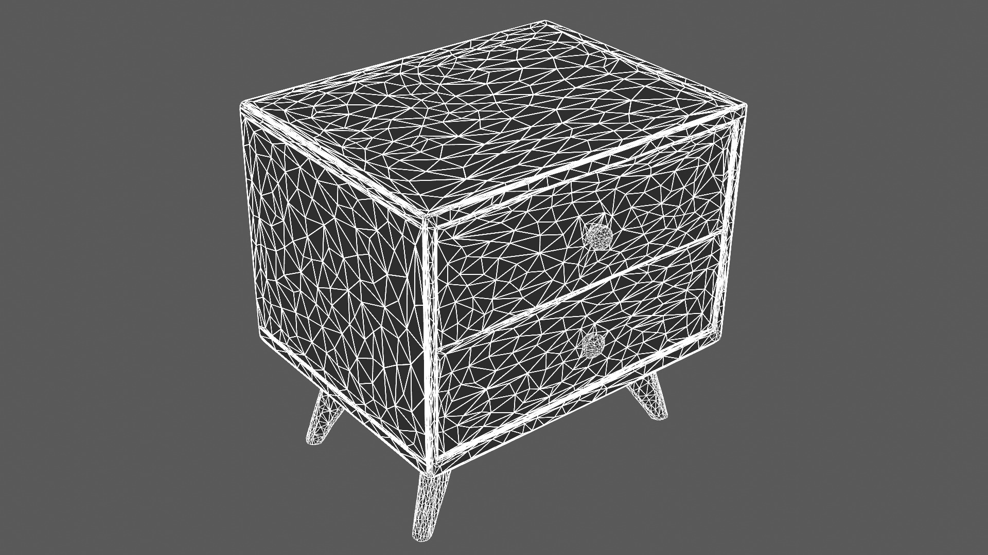 Mid-Century Modern Wooden Nightstand with Two Drawers 3D model_6