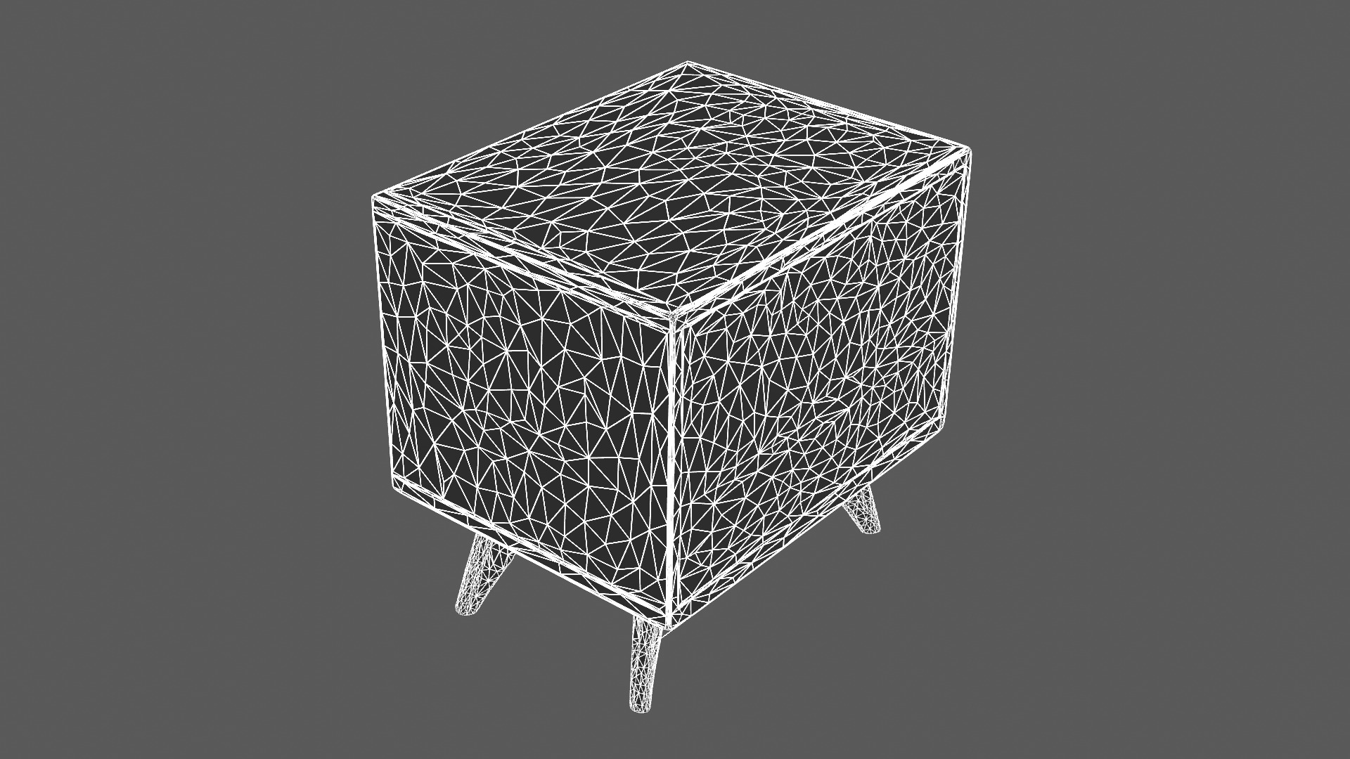 Mid-Century Modern Wooden Nightstand with Two Drawers 3D model_9