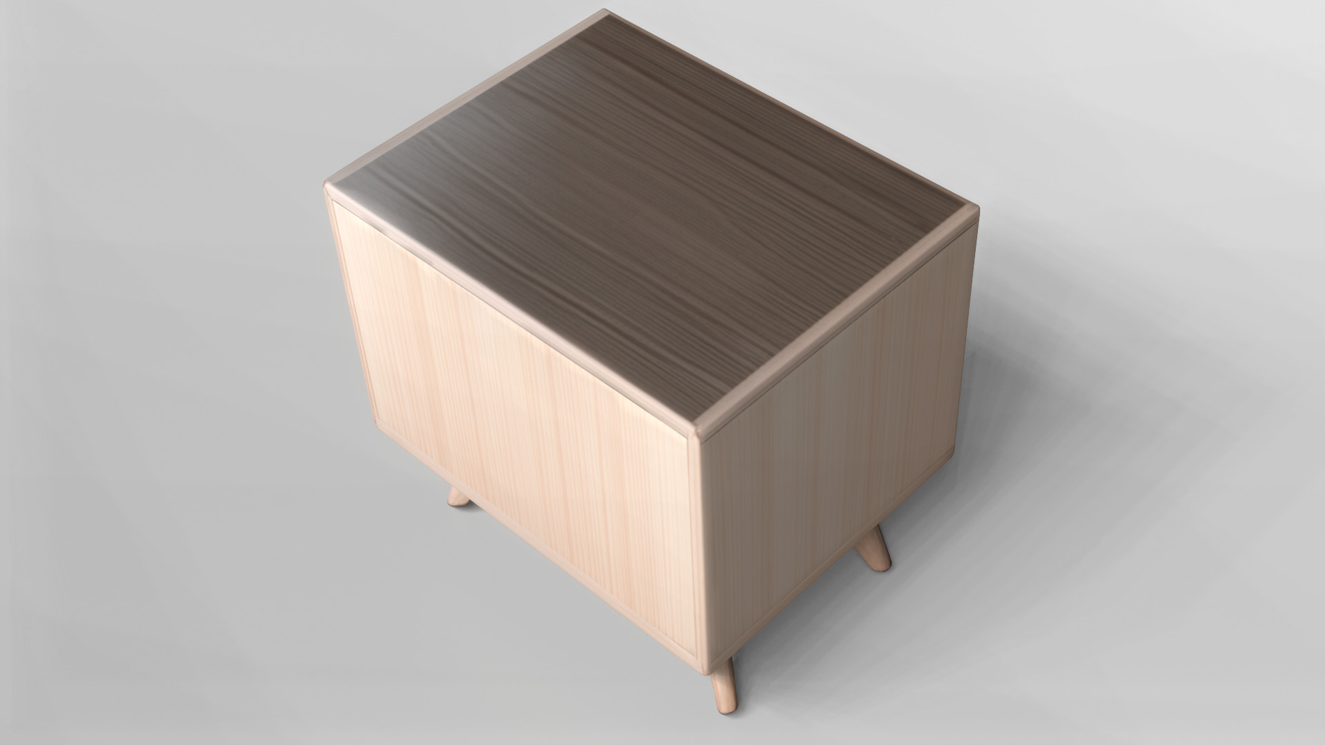 Mid-Century Modern Wooden Nightstand with Two Drawers 3D model_5
