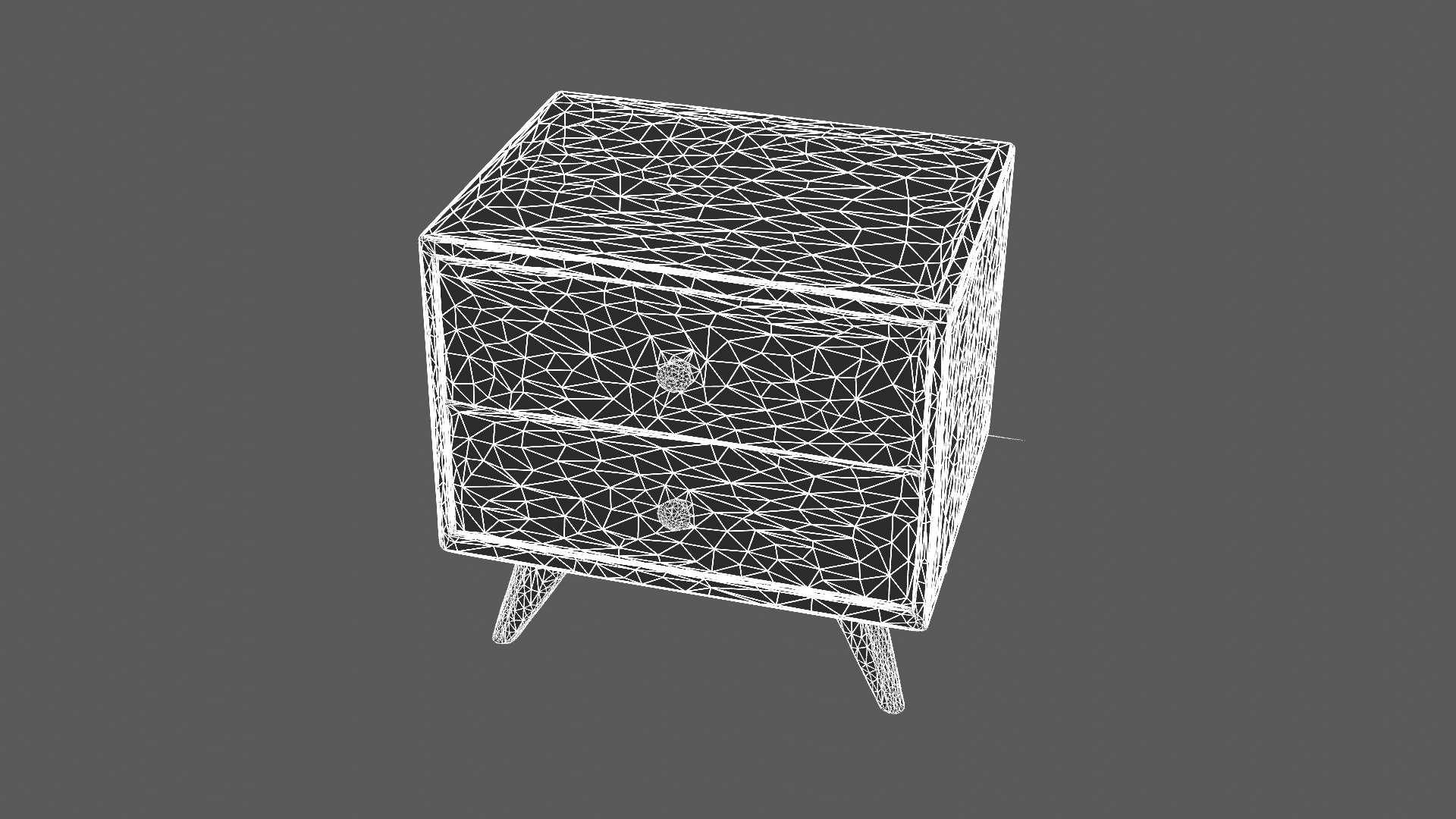 Mid-Century Modern Wooden Nightstand with Two Drawers 3D model_7