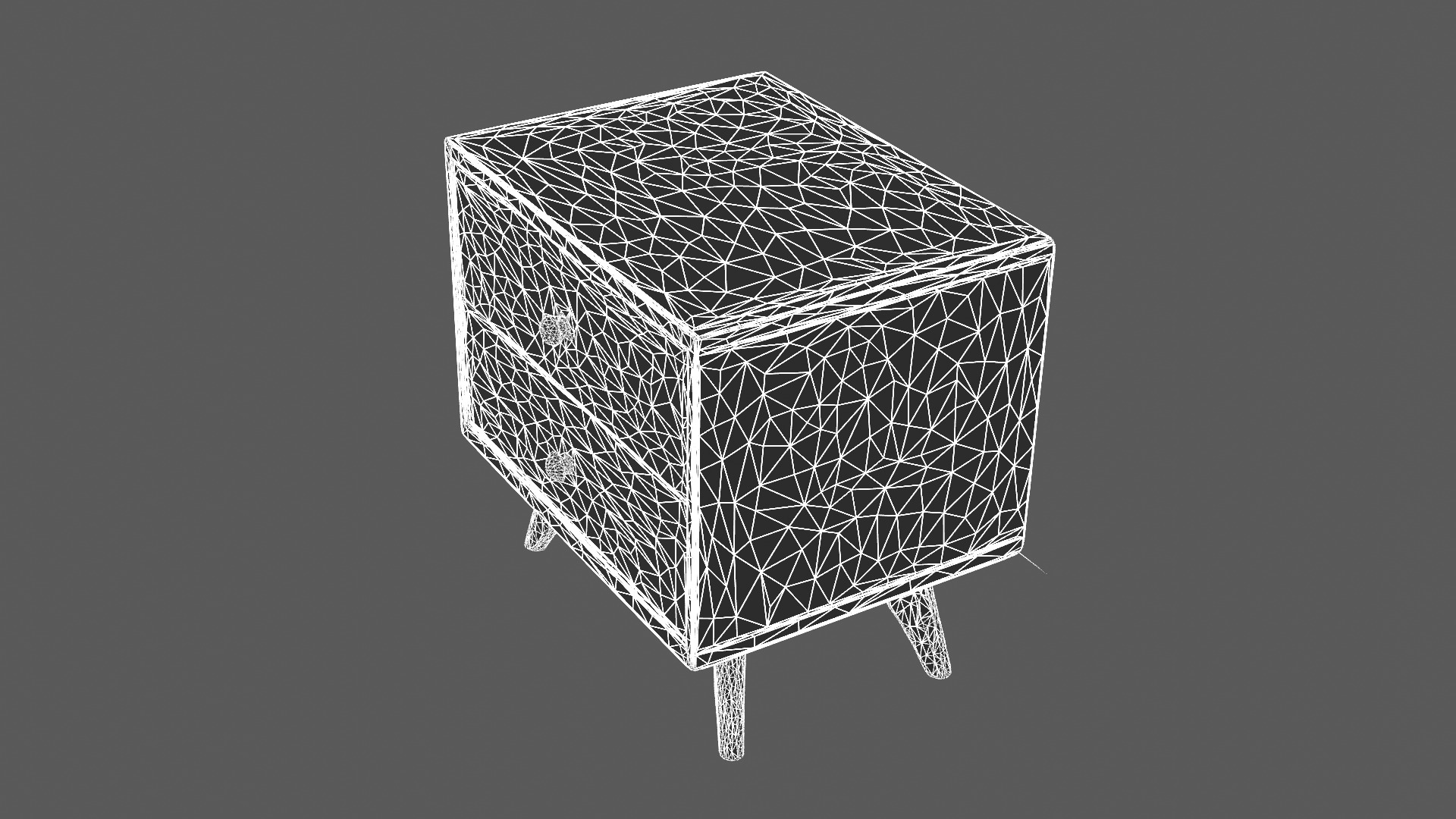 Mid-Century Modern Wooden Nightstand with Two Drawers 3D model_8