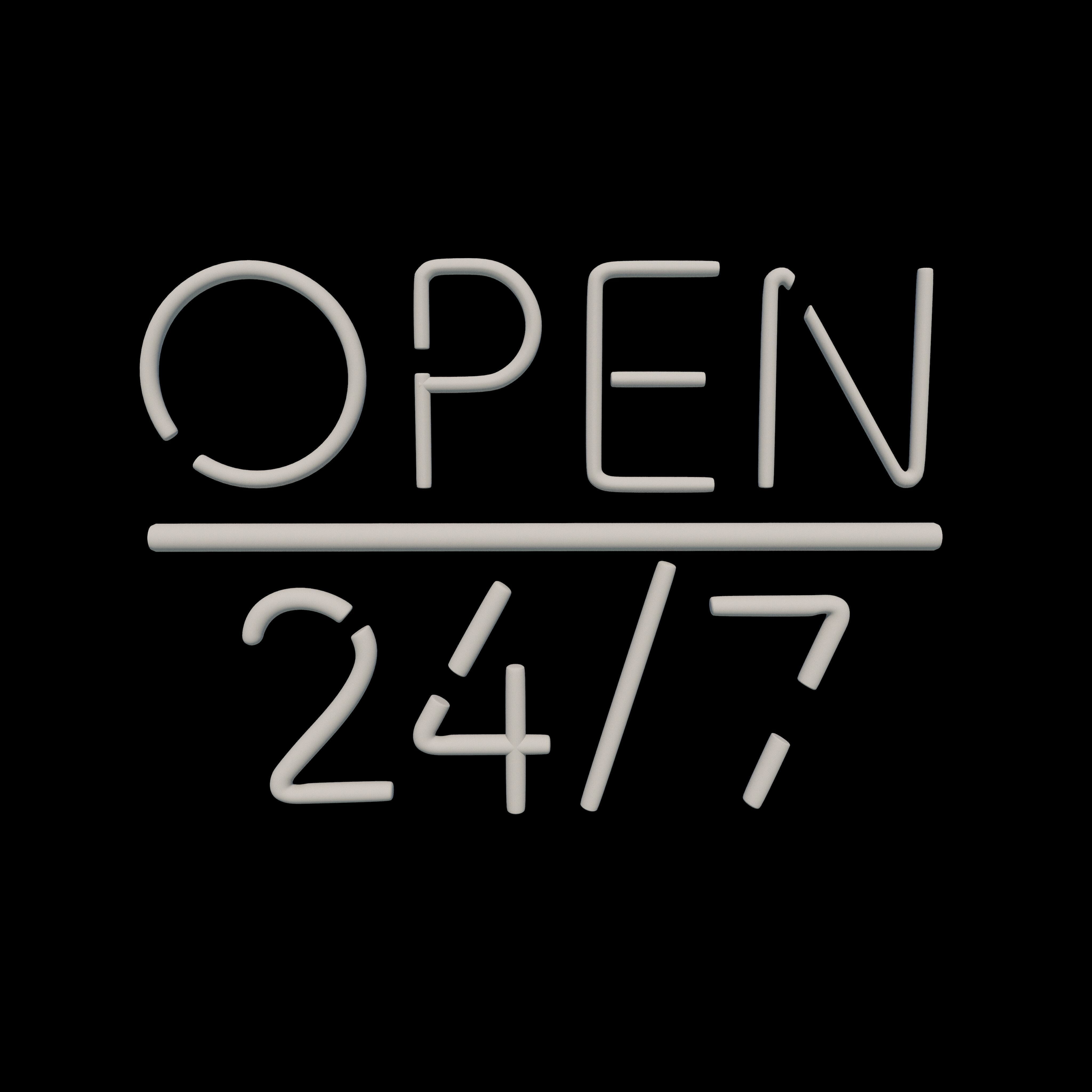 open 24 7 neon sign  3D model_9