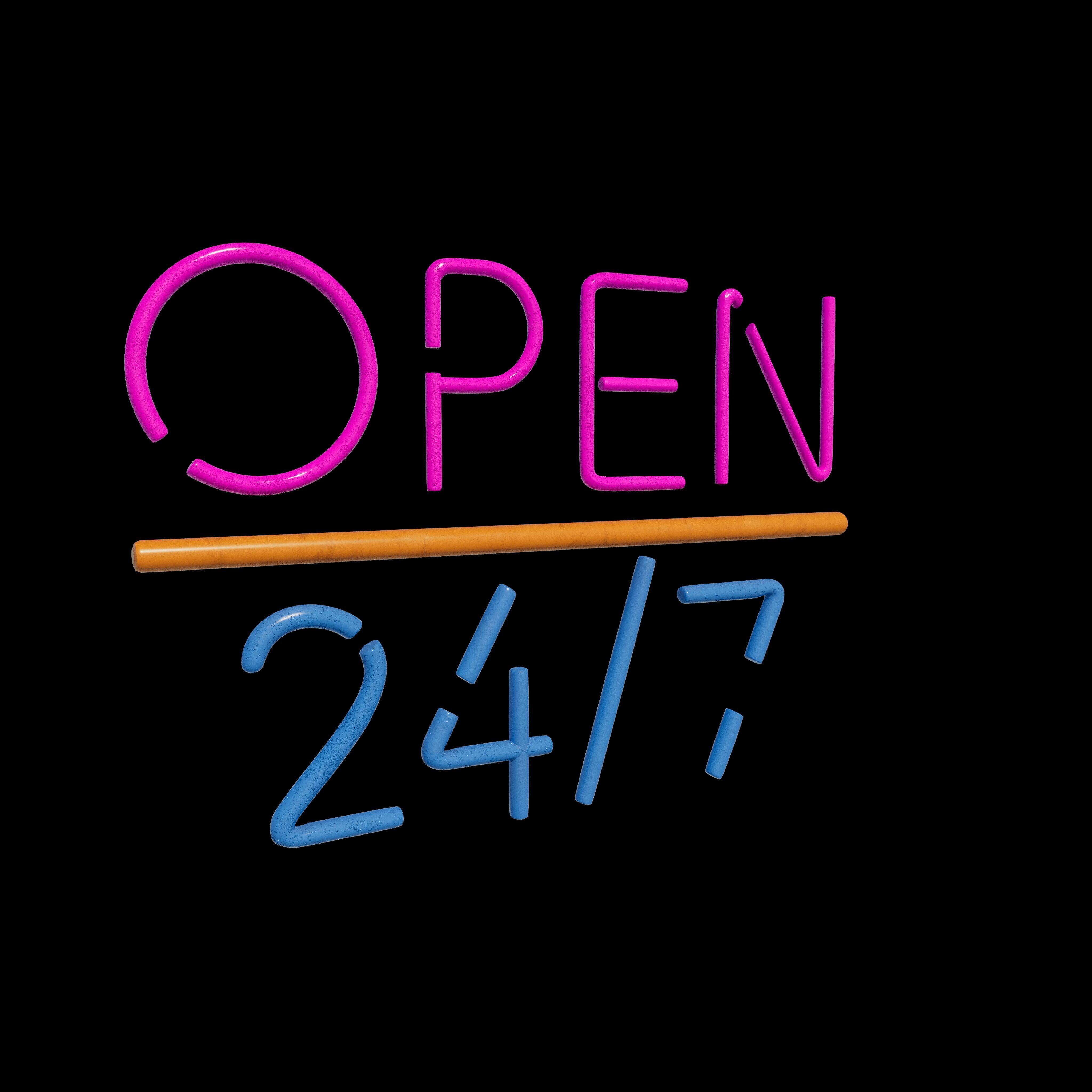 open 24 7 neon sign  3D model_10