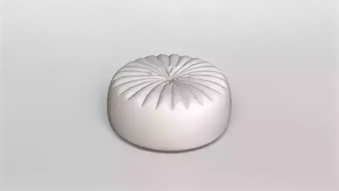 Elegant Round Pouf Ottoman with Textured Fabric