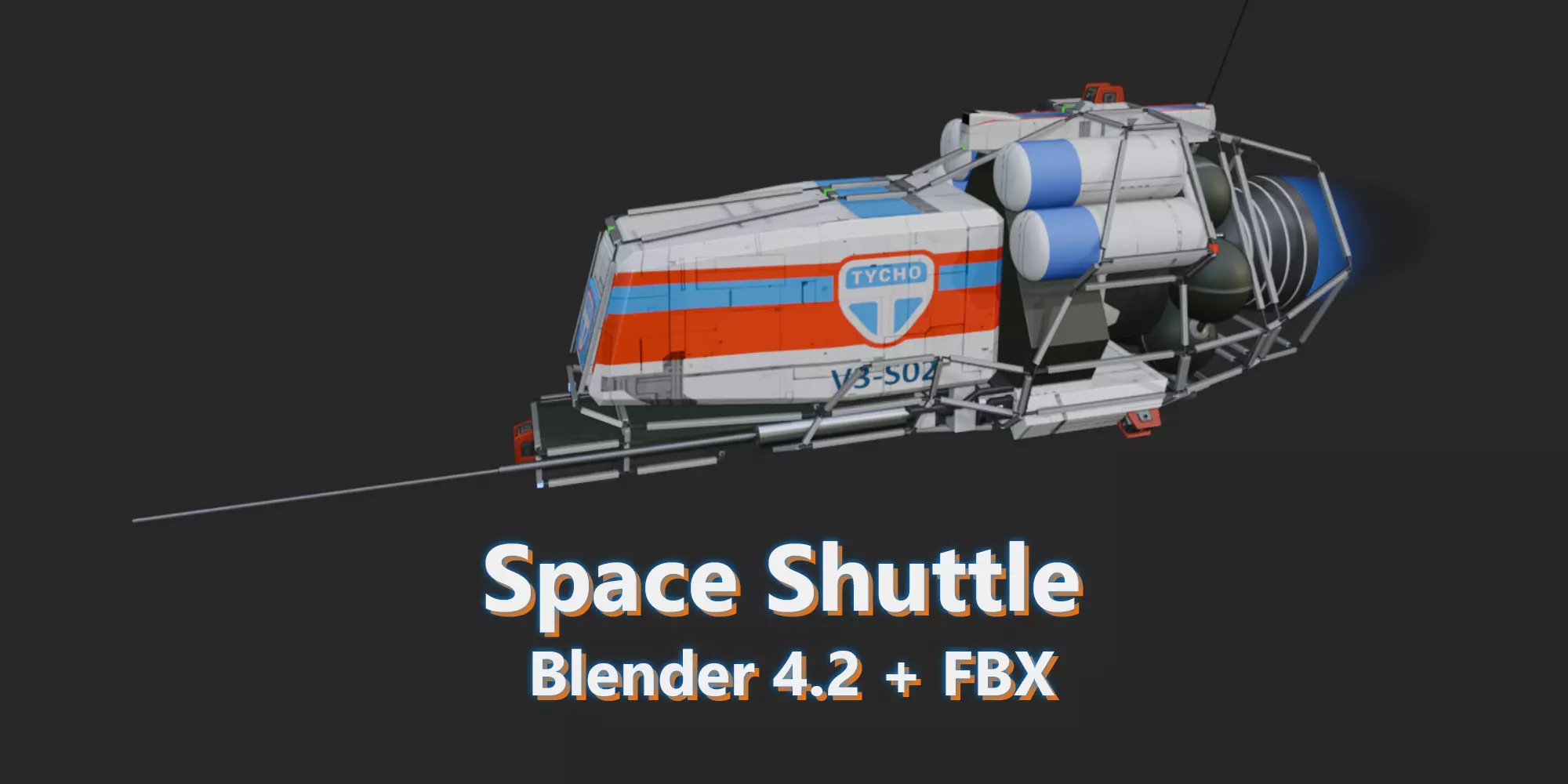 Space Shuttle Model Low-poly 3D model_0