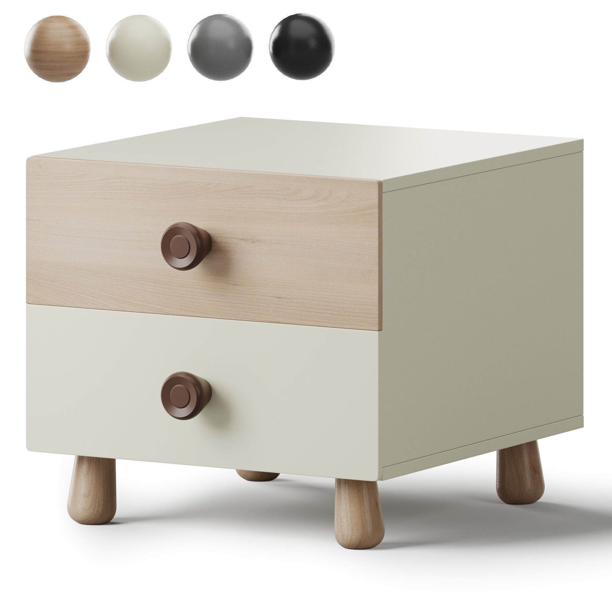 Bedside Table with a Door 3D model_6