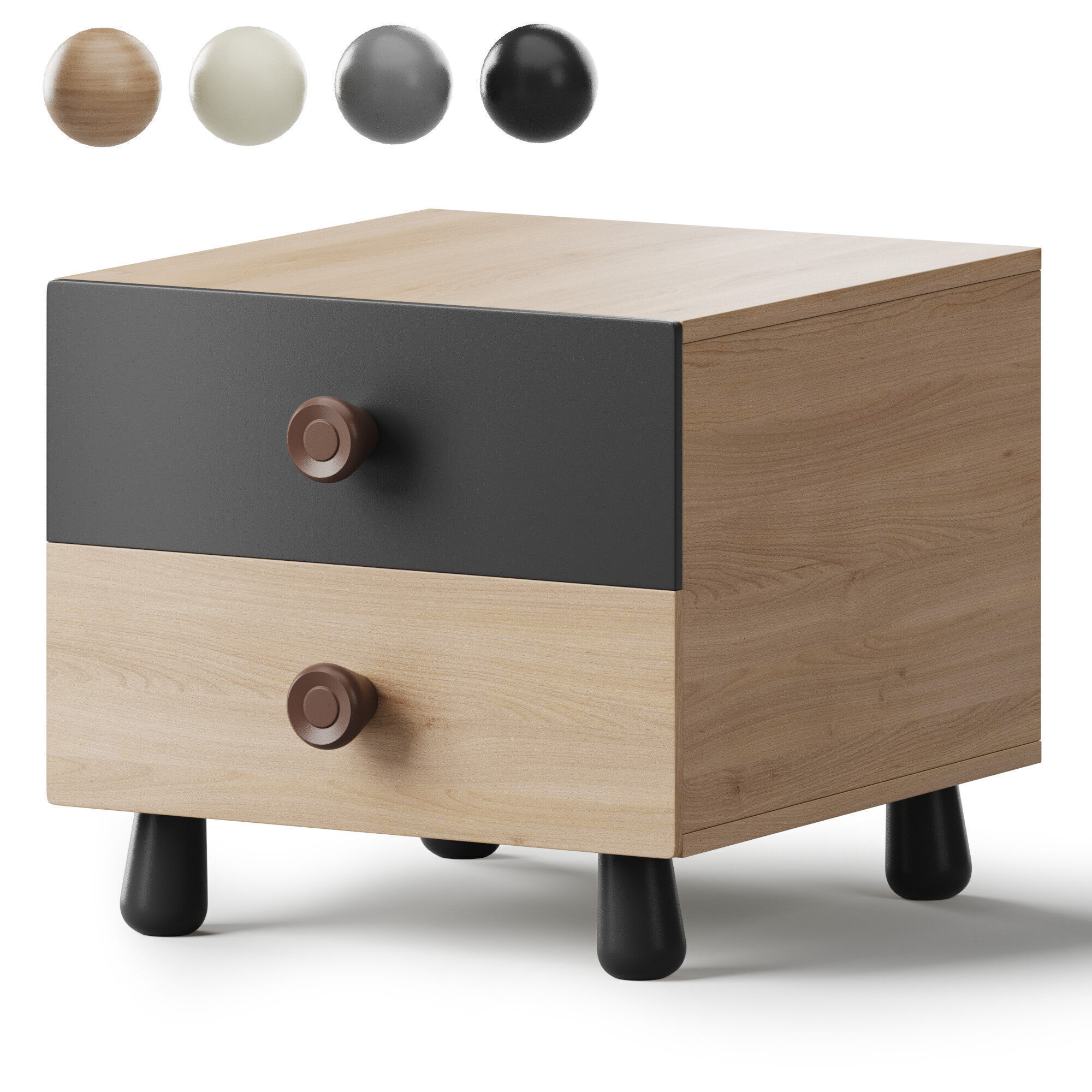 Bedside Table with a Door 3D model_5