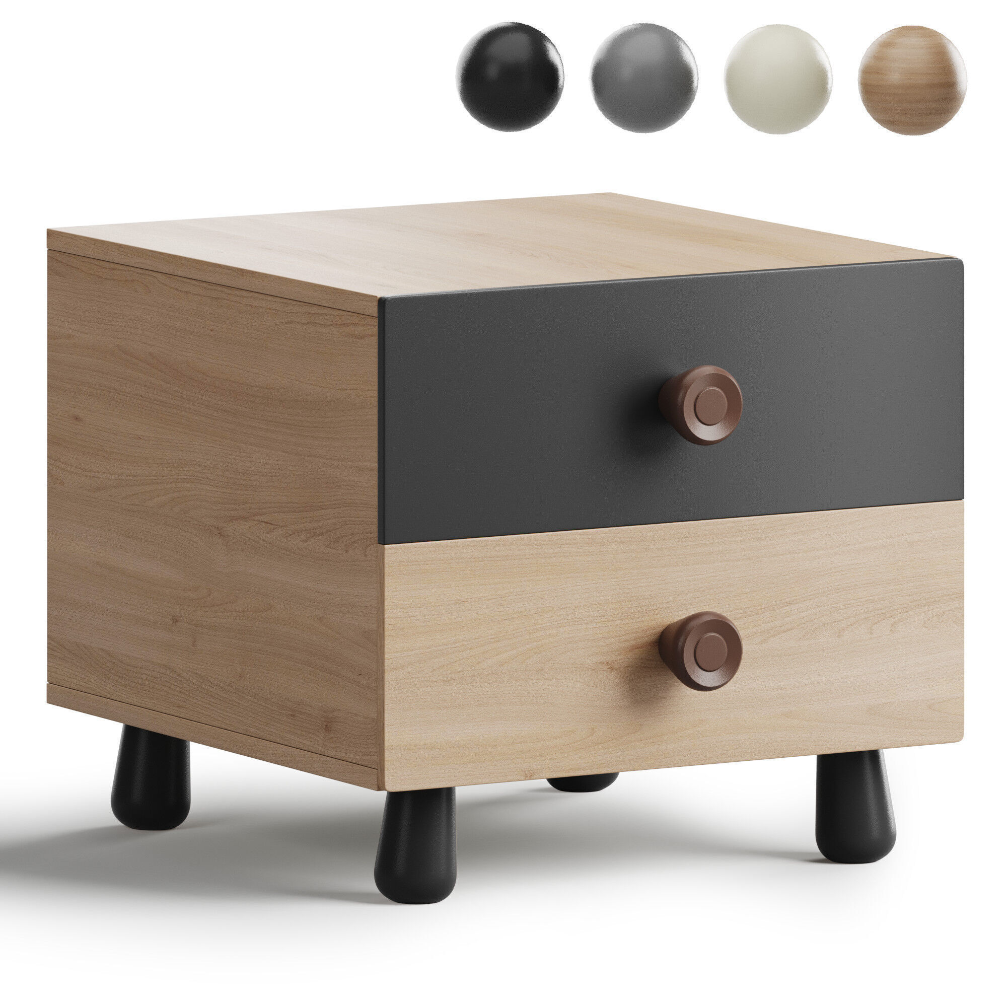 Bedside Table with a Door 3D model_2