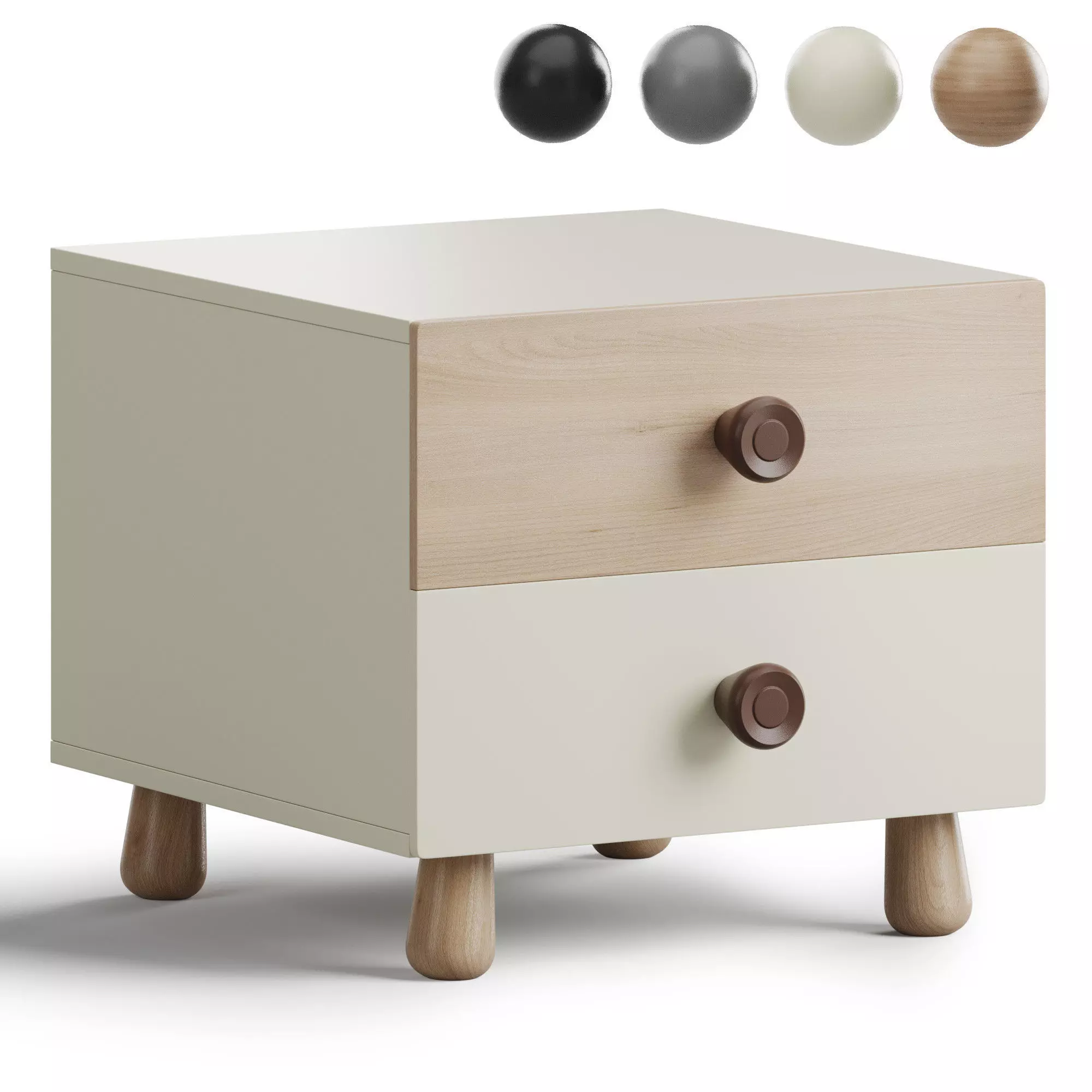 Bedside Table with a Door 3D model_0